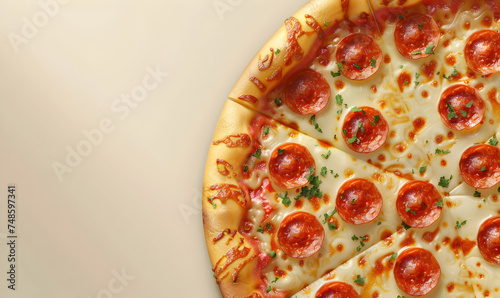 Realistic Close up pizza food copy space