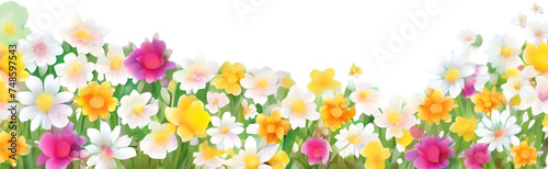Wildflower field, Clipart of colorful spring wildflowers field. photo