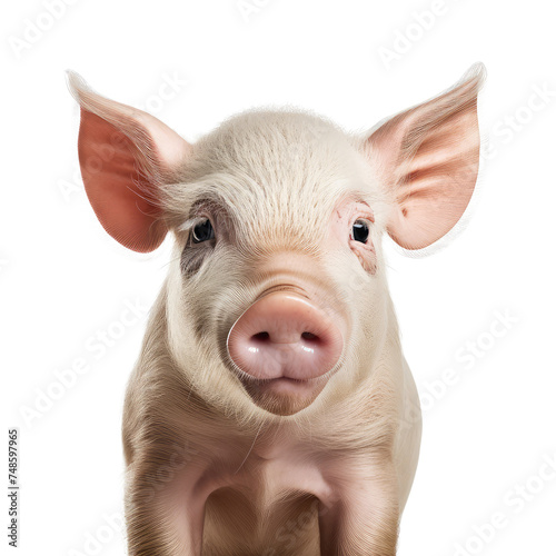 pig looking isolated on white