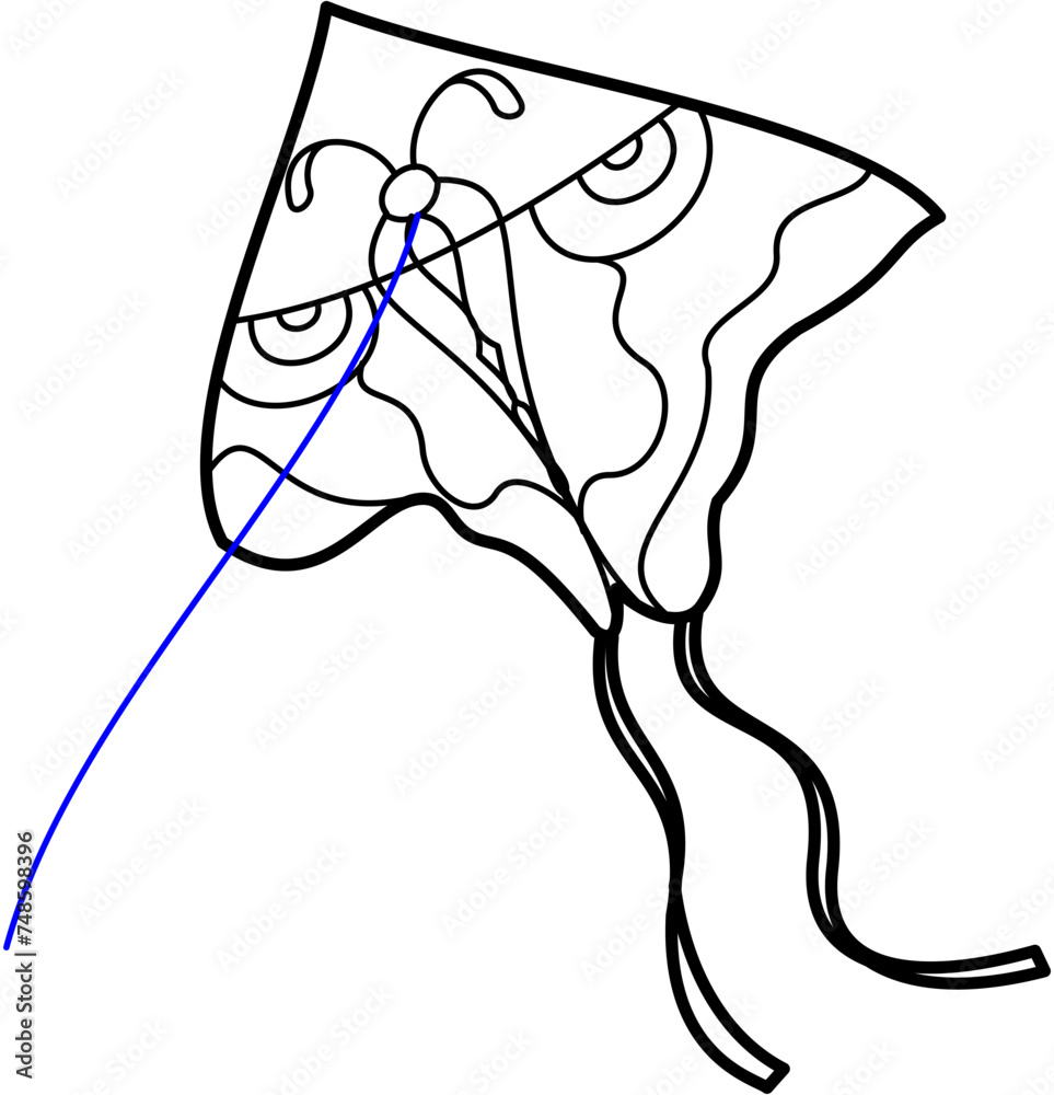 butterfly kite, outline doodle sky butterfly kite, outline doodle sky
