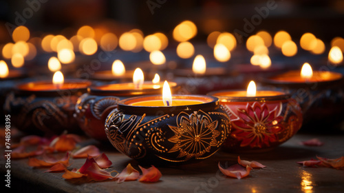 Warm Candles Illuminate Festive Celebration And Relaxation