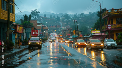Heavy rain in the morning in Addis Ababa, Ethiopia. photo
