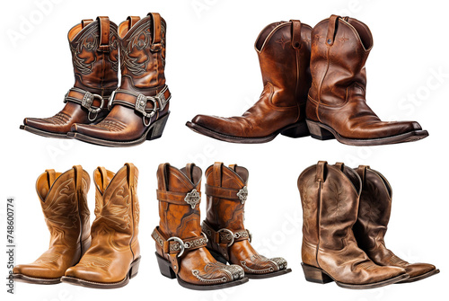 Set of cowboy leather boots cut out