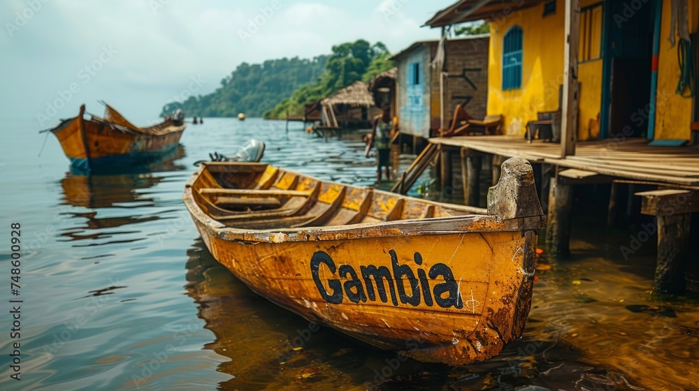 Obraz premium Colorful wooden boats on Gambia.