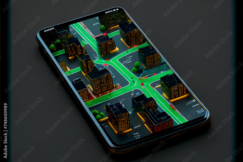 Smartphone navigator, navigation, interface on the smartphone screen. Smartphone navigator, navigation, interface on the smartphone screen.