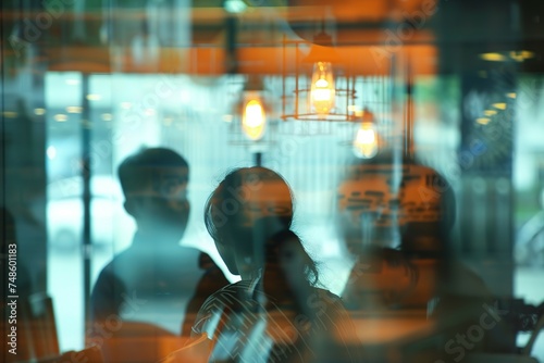 Group of brainstorming and creative thinking. blurred of backside business team Focus on making a success of the day. blurred for background. Defocused people in the office. © Koplexs-Stock