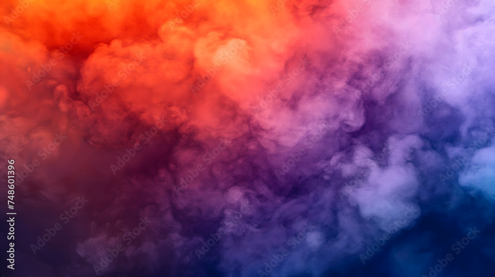 Vibrant colorful blue, red and purple smoke floating on black background. Suitable for overlay quote or text on it for Holi festival presentations or banner design.