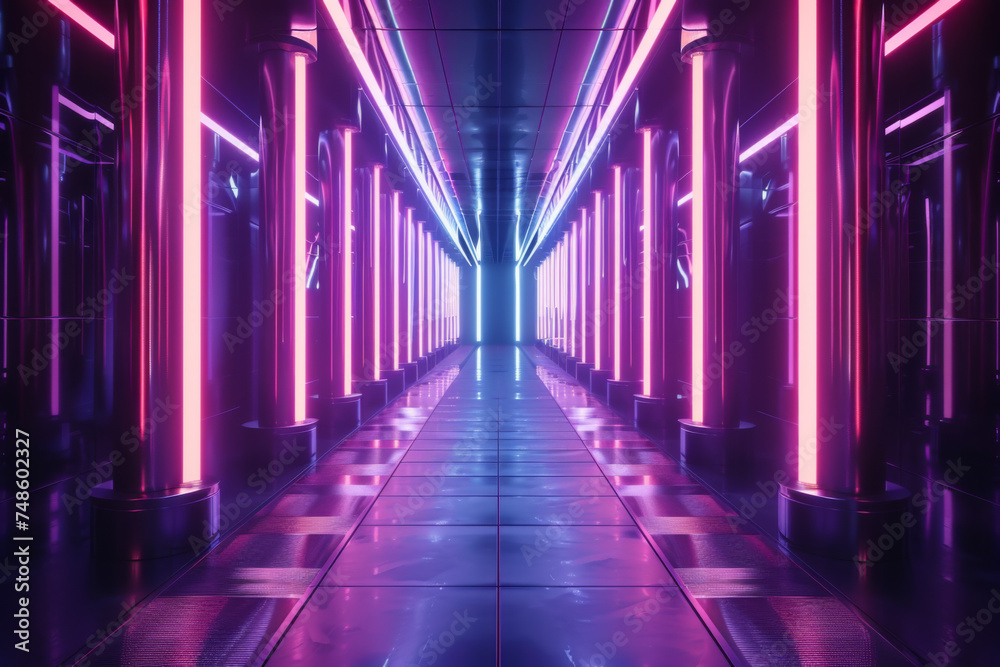 Neon tubes and lines make for a background.