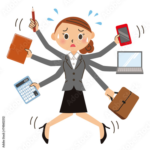 仕事に追われている女性会社員