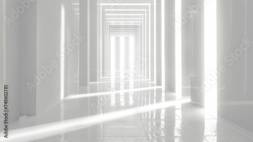 Bright white hallway with a light behind it.