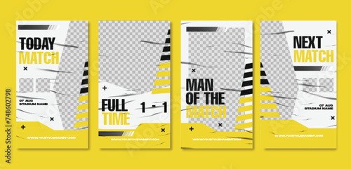 Sport social media post template , Football Match day , Full time , Next match