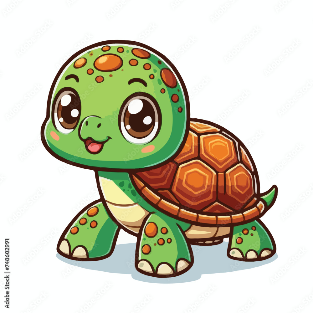 Obraz premium Cute turtle vector on white background.