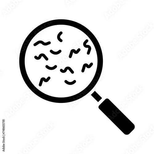 magnifying glass with microorganism icon vector