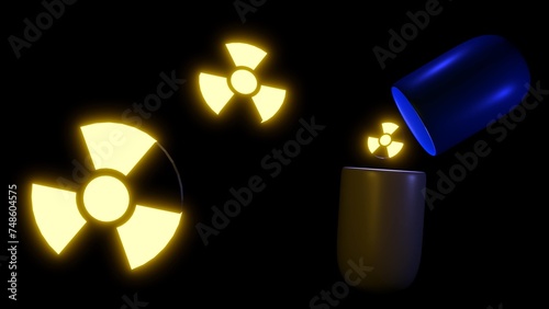 3d rendering of Radiopharmaceuticals, these are radioactive medications or radioisotopes. These medications can be delivered orally in pill form. photo