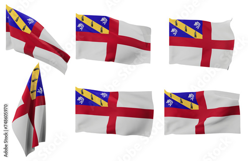 Large pictures of six different positions of the flag of Herm photo