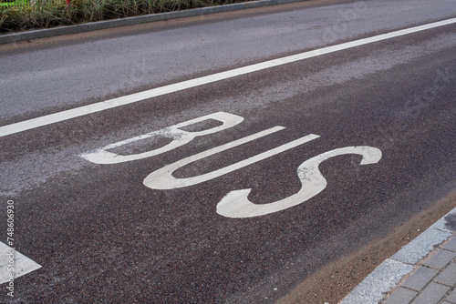 Bus lane on the road