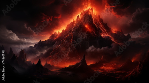 volcano eruption wallpaper and background, creater eruption with dark smoke and cloud photo