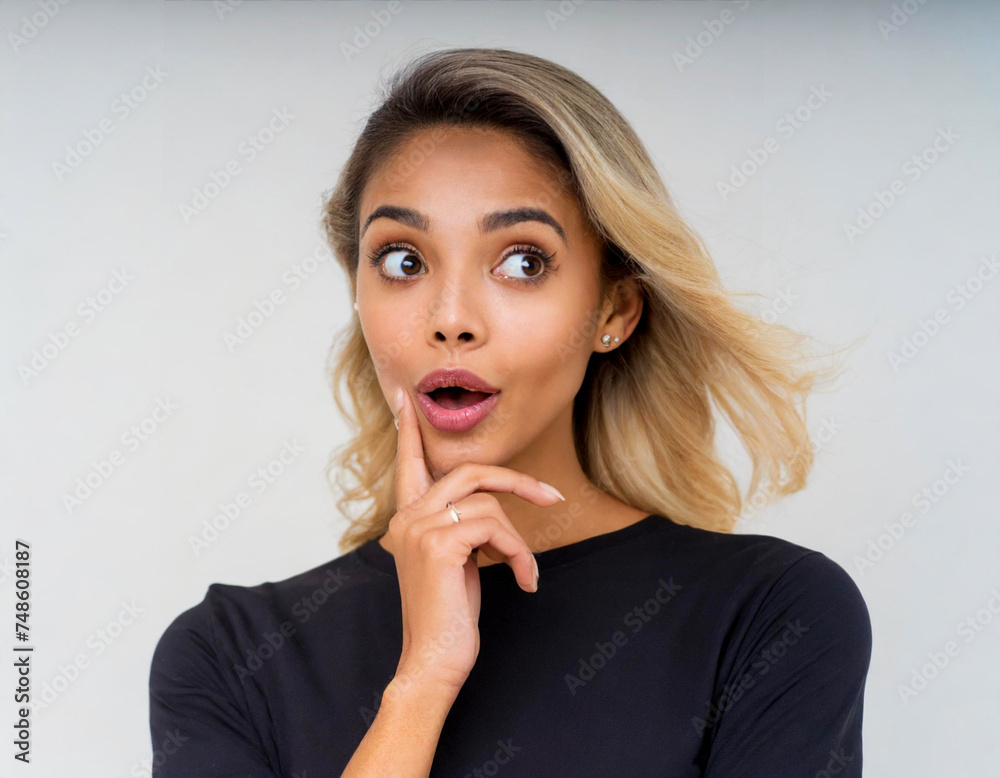 young puzzled woman scratching head thinking about problem on white background girl facial expression emotion looking side copy space young puzzled woman scratching head thinking about problem on white background girl facial expression emotion looking side copy space