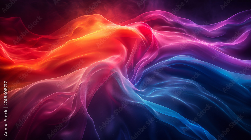 Vivid Silk Waves - Abstract Fabric Flow.
The fluid motion of colourful silk fabric captured in a dynamic and abstract wave pattern.