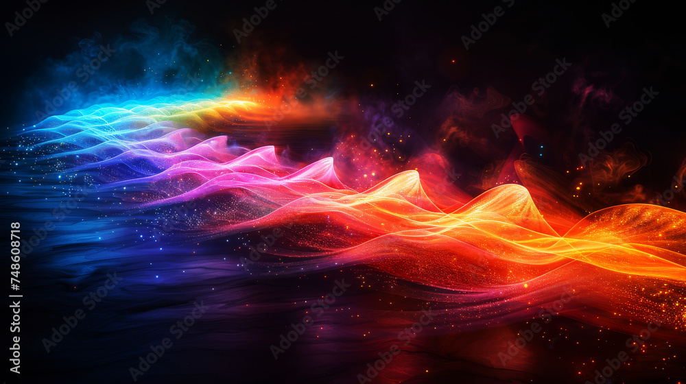 Luminous Energy - Radiant Waves of Light.
Abstract waves of light radiate energy and colour, creating a sense of dynamic motion and vibrancy.