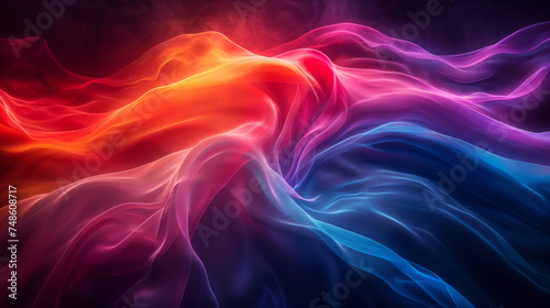 Vivid Silk Waves - Abstract Fabric Flow. The fluid motion of colourful silk fabric captured in a dynamic and abstract wave pattern.
