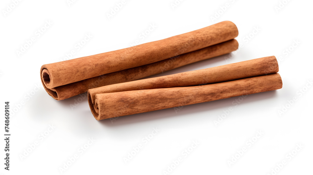 Cinnamon sticks isolated on white background. Neural network AI generated art Cinnamon sticks isolated on white background. Neural network AI generated art