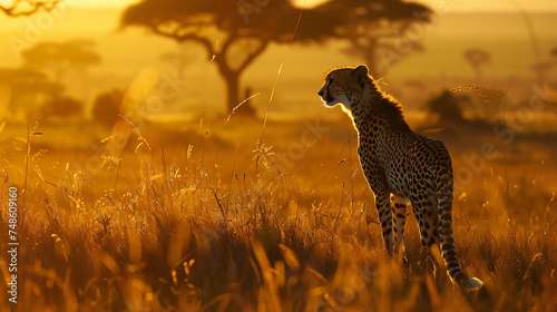 Cheetah in golden light Masai Mara Kenya