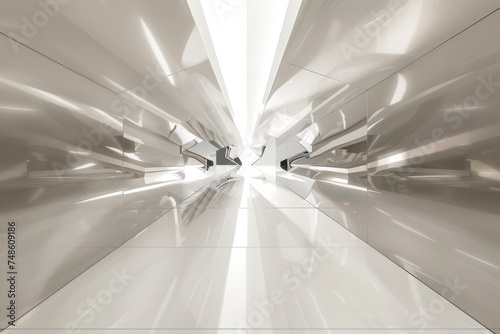 An abstract image of a white  silver spaceship.