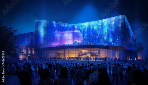 Entertainment Venue Blueprinting, blueprinting for entertainment venue projects with an image featuring event planners and architects designing theaters, AI