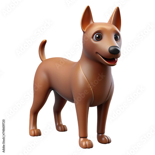 Brown cartoon dog isolated on transparent background. 3d illustration.