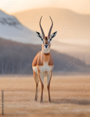 Gazelle In Winter Elevate your visual content with the striking image of ‘Gazelle in Winter’ from Adobe Stock. This stunning photograph captures the gentle elegance of a gazelle against the stark, Gen