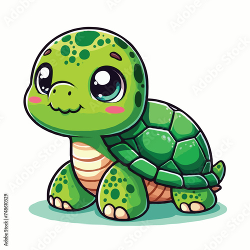 cute turtle vactoe on white background.