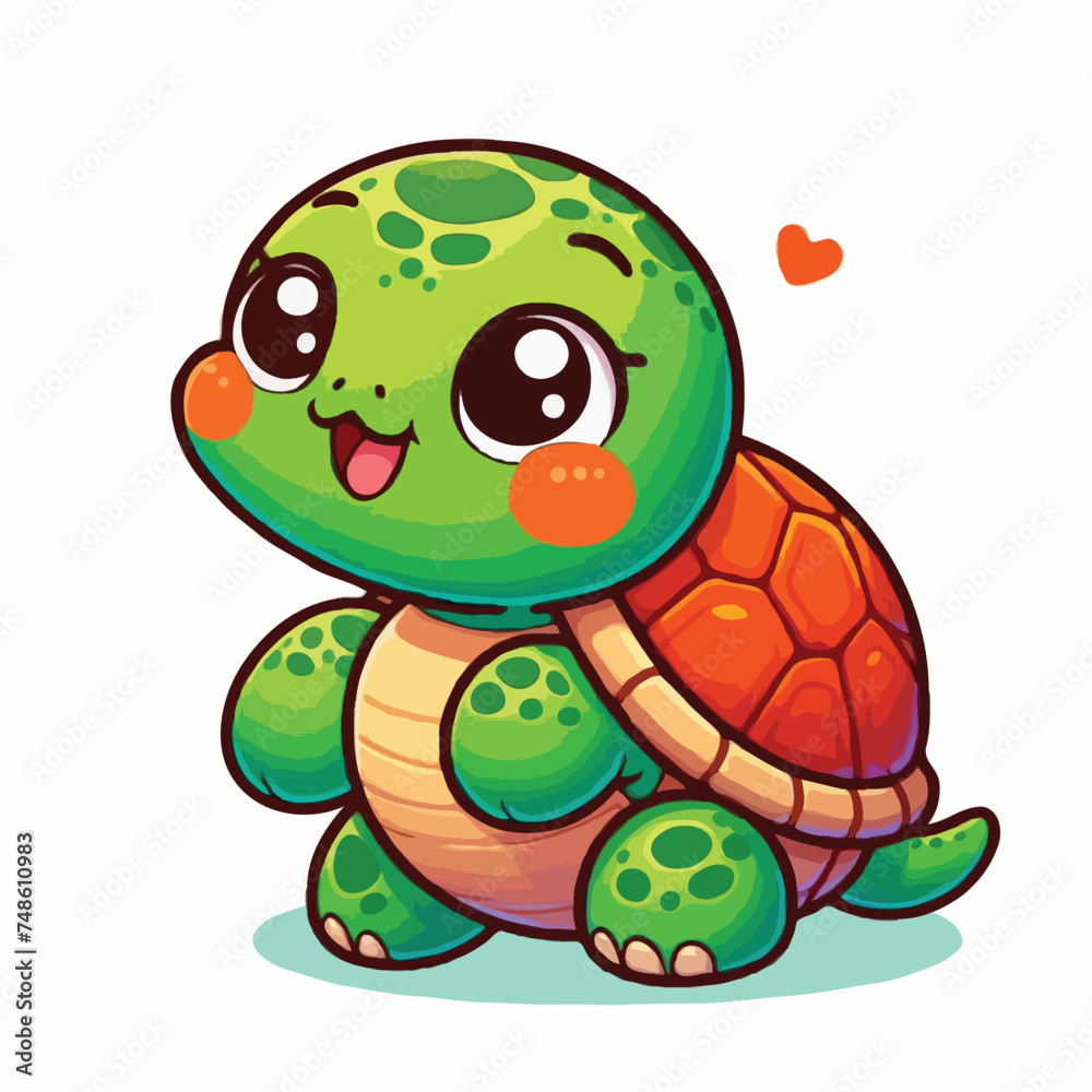 Obraz premium cute turtle vactoe on white background.