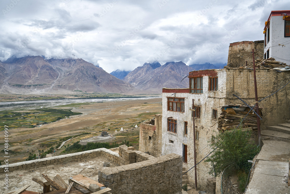 Fototapeta premium View at the Zanskar valley from Karsha monastery