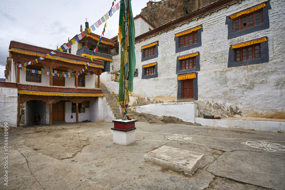 Inner yard of Karsha Gompa buddhist monastery in Zanskar