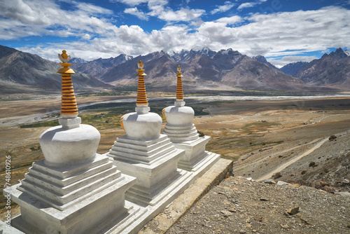 White stupas of Karsha monastery in Zanskar