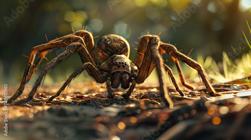 Brown spider on light background