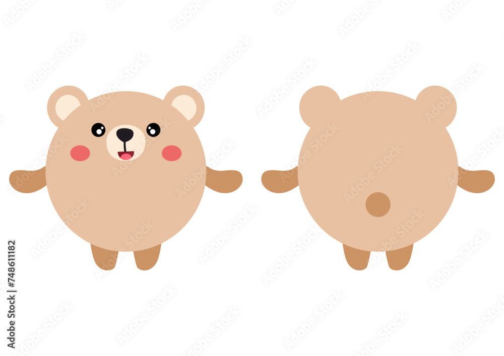 Round body teddy bear in front and back position Round body teddy bear in front and back position