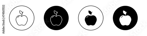 Apple Icon Set. Fruit healthy nutrition vector symbol in a black filled and outlined style. Orchard Freshness Sign. photo