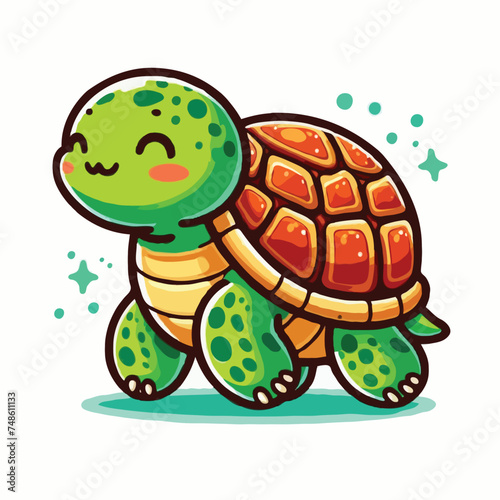 cute turtle vactoe on white background.