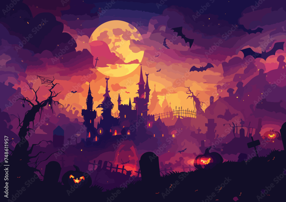 Halloween vector illustration. Spooky Halloween banner