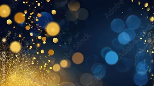 Blue and gold Abstract background and bokeh on New Year's Eve. AI generativ. 