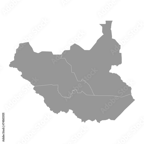 South Sudan regions map. Vector illustration.