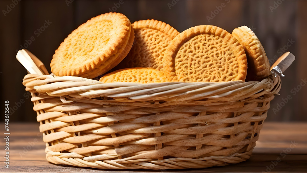 cookies, dessert, cake, chocolate, baked cookies in a basket, basket with cookies