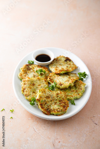 Homemade courgette latkes with herbs