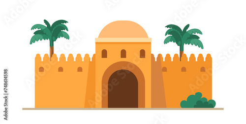 Medieval old landscape, entrance to Eastern bazaar