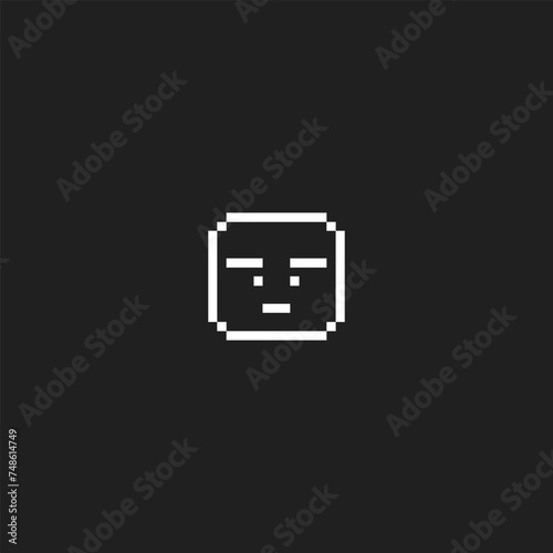 this is emoticon icon in pixel art with white color and black background ,this item good for presentations,stickers, icons, t shirt design,game asset,logo and your project.