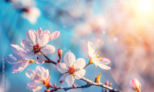 Springtime season blossom, sunny spring day ,Generative AI 