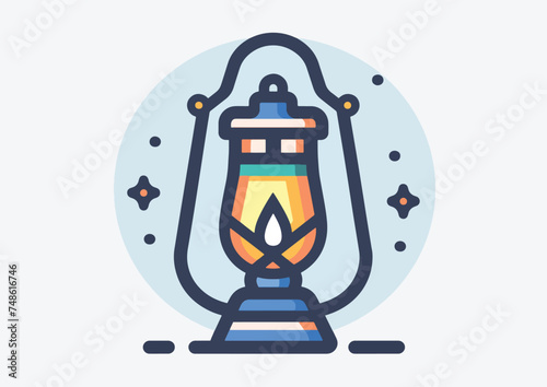 Lantern or lamp vector icon filled design editable str