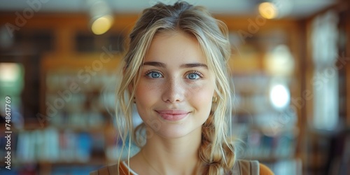 A carefree and stylish blonde teenager with a braid, exuding positivity in a sunny morning.